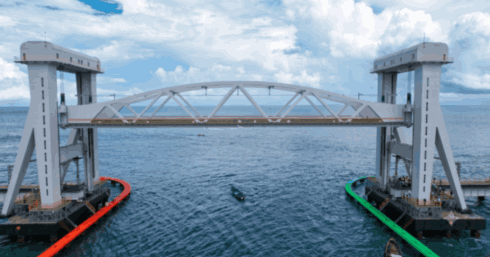 New Pamban Vertical Lift Sea Bridge